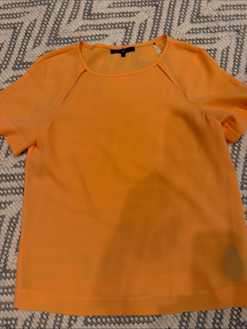 Tibi Bright Orange Short-Sleeve Crewneck Top